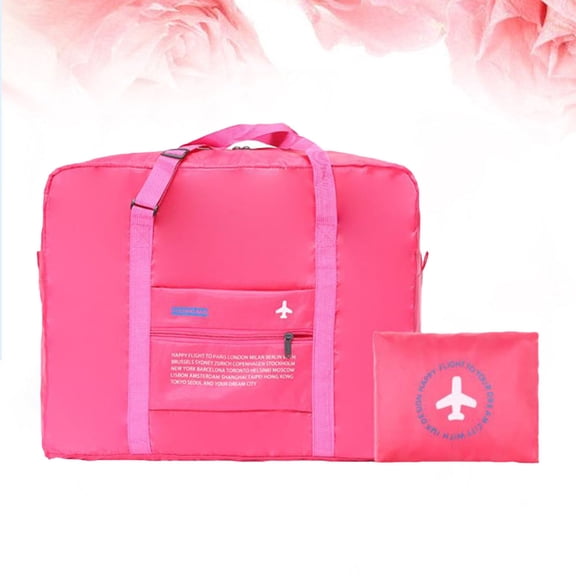 Mobutofu Foldable Rosy Luggage Bag Lightweight Nylon Travel Hand Bag for Storage