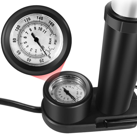 GOOHOCHY  Portable Air Pump with Pressure Gauge Tire Inflator Compressor Mini Bike Black
