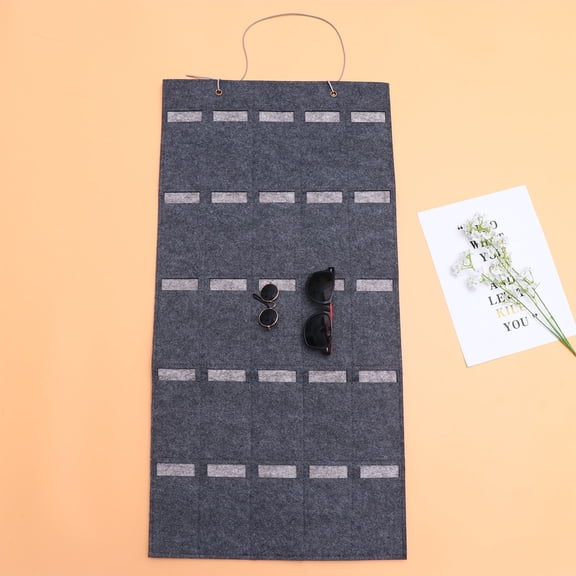 GOOHOCHY Portable Felt Sunglasses Storage Hanging Bag Organizer Wall Door Jewelry Organizer Multifunctional Slots for Home (Grey-Style B)