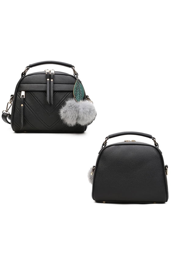 Portable Glitter Crossbody Bags Hanging Shoulder Bag Purse PU Leather Shell Shape Bags for Women Lady (Black)