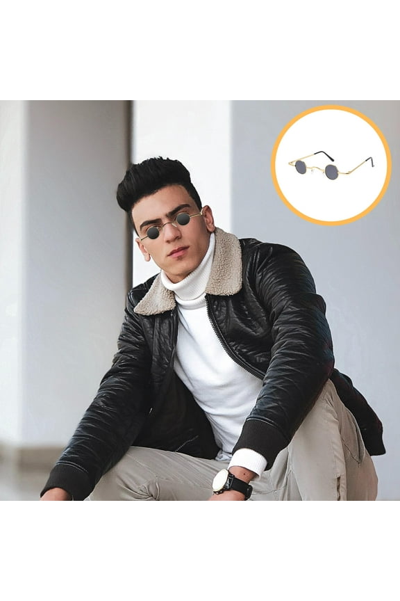 Punk Sunglasses with Metal Frame for Party UV Protection Round Glasses for Men Women