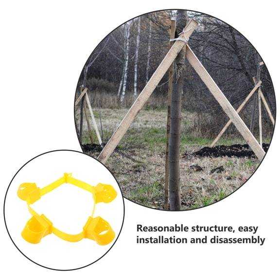 GOOHOCHY Raindrops 4Pcs Tree Stand Stabilizer with 1 Strap Prevents Tree from Falling and Branch Damage Perfect for Garden and Orchard Use Yellow