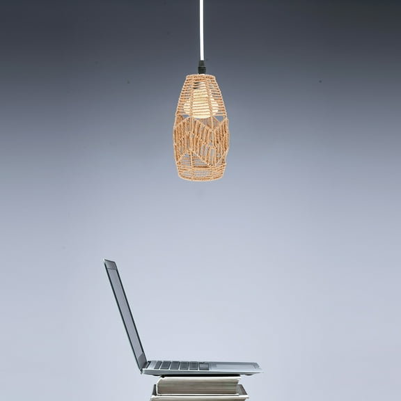 GOOHOCHY Rattan Lamp Shade Hand Woven Pendant Sconce Shade Cylinder Ceiling Fan Light Covers Boho Decoration for Pendant Floor Table Lamp