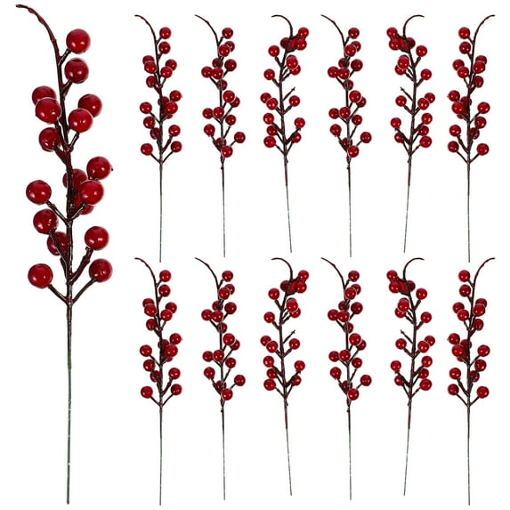 GOOHOCHY Red Berry Stems 12Pcs for Christmas and Festive Home Decorations