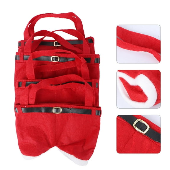 GOOHOCHY Red Christmas present Treat Bag Santa Claus Pants Shape Candy Holder 17.5x5.1in Felt Material