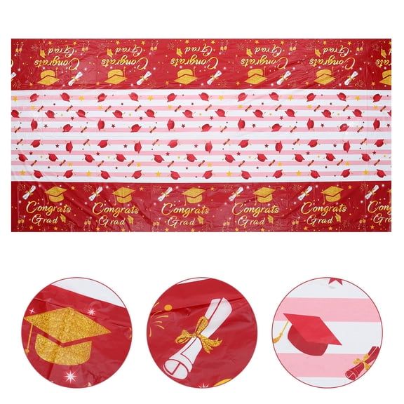 GOOHOCHY Red Graduation Tablecloth for Party Decorations 108X54In Rectangular Shape 1Pack