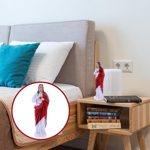 GOOHOCHY Red Jesus Statue Decorative Figurine Lightweight Plastic for Home Church Safe Reusable Ornament