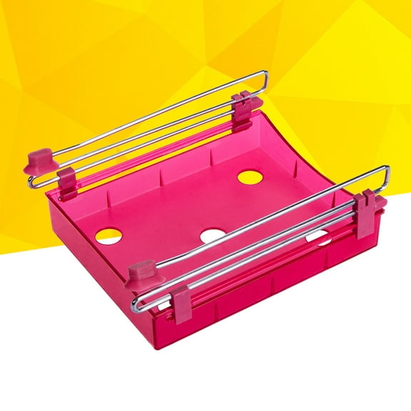 GOOHOCHY Red Plastic Slide Drawer Organizer for Storage with Stainless Steel Rack and Suction Cup Feet 5 Holes Design
