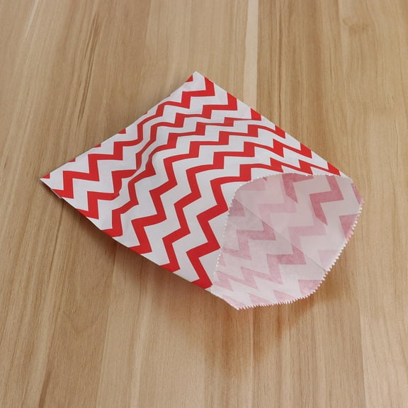 GOOHOCHY Red Vshaped Wave Pattern Paper Bags for Packing Treats and Gifts Perfect for Parties and Events 25PCS