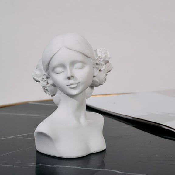 GOOHOCHY Resin Girl Bust Statue Tabletop Decorative Girl Figurine Girl Sculpture Ornament