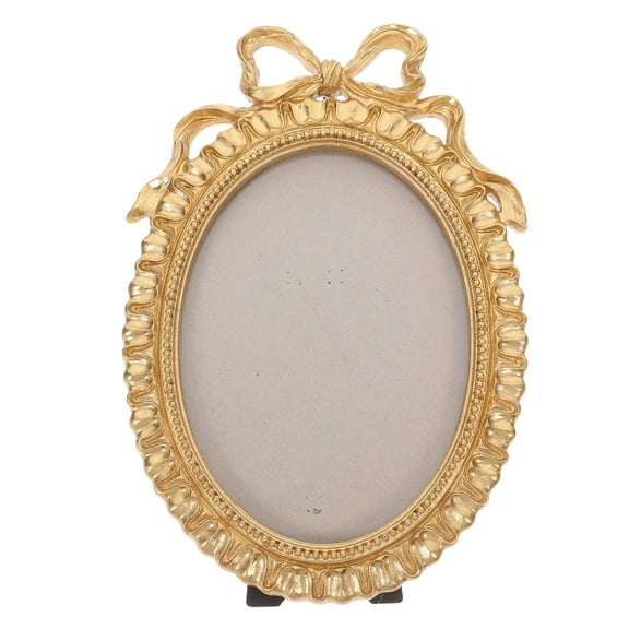 GOOHOCHY Resin Oval Photo Frame With Bowknot Vintage-Inspired Photo Displaying Holder Wall Hanging And Tabletop Display Family Photos Frame
