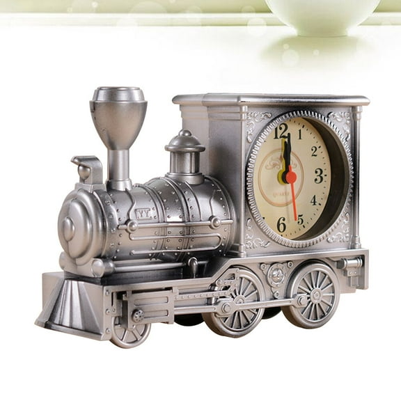 GOOHOCHY Retro Alarm Clock with Classic Locomotive Design for Time Display on Desk Silver ABS 5 9 Inches