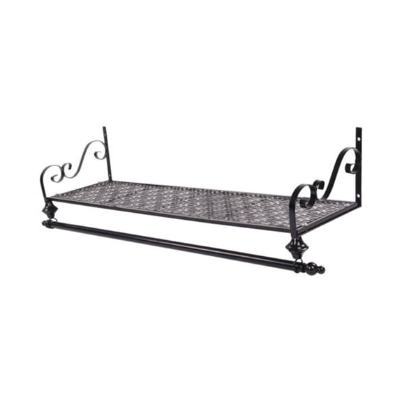 Mobutofu Iron Wall Mounted Shelf with Vintage Design for Home Clutter Storage in Black