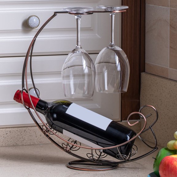 FUTUREORYY Creative Pirate Ship Shaped Iron Wine Rack Display Stand for Counter