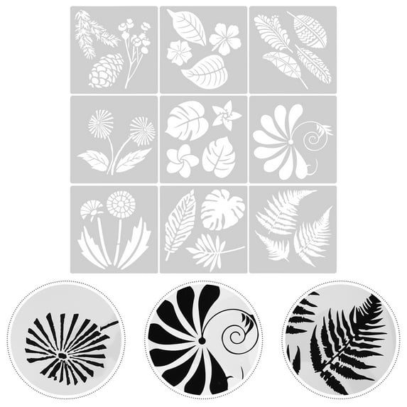 GOOHOCHY Reusable Painting Stencils for DIY Crafts Made of Durable PET Material White Color Fits Most Flat Surfaces 9pcs