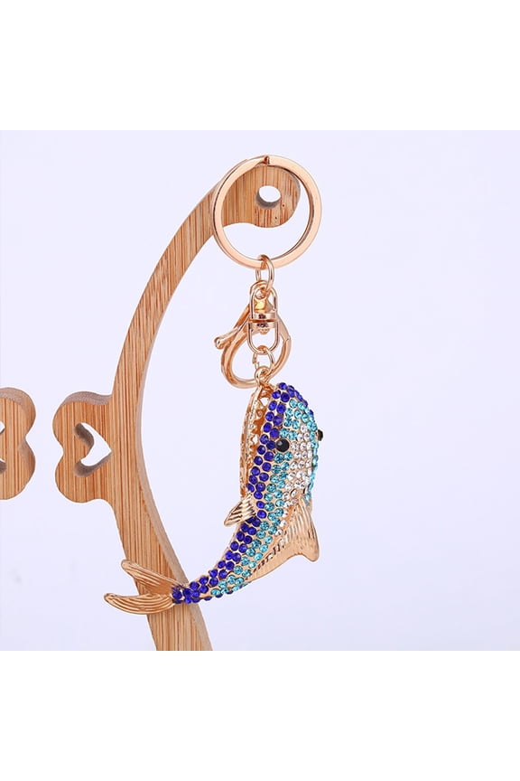 Stylish Multi Color Shark Charm Keychain with Rhinestone Inlay for Bag Pendant