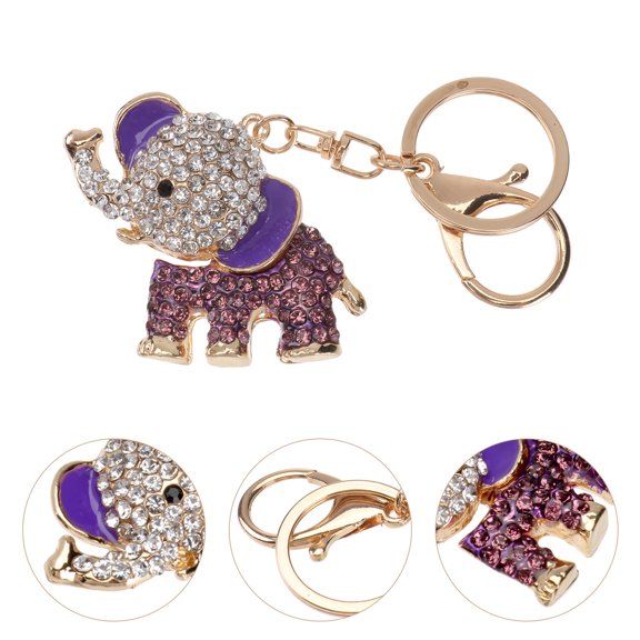 GOOHOCHY  Rhinestone Keychain Elephant Shape Durable Lovers Travel