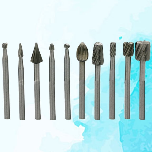 GOOHOCHY Rotary Burr Drill Bits Set with 10 Different for Drill Silver 2 5~3mm Handle Diameter 39mm Total Length