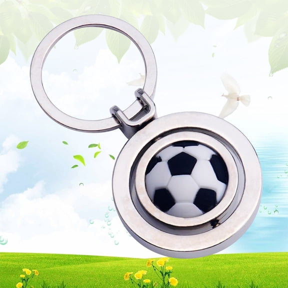 GOOHOCHY Rotating Football Keychain Made of Metal in Silver Color for Key Holding Creative and Fashionable 1 Piece