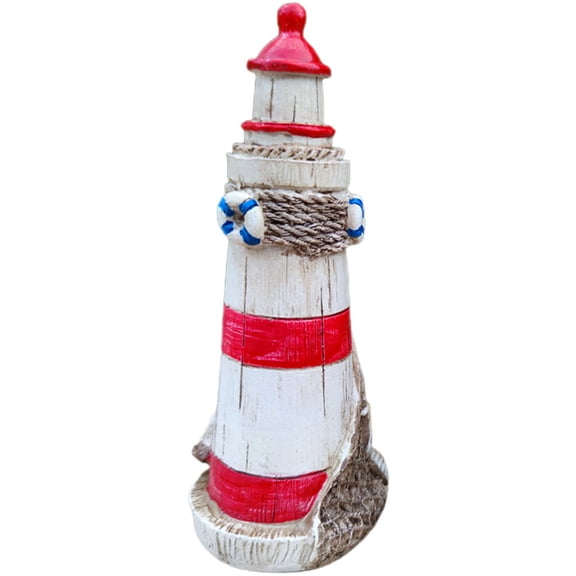 GOOHOCHY Rustic Lighthouse Ornaments Lifelike Decor Seaside 13.5X5CM Red
