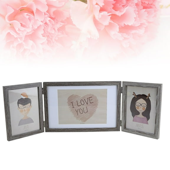 GOOHOCHY Rustic Photo Frames 1Set -Fold Dark Color Wood Decor