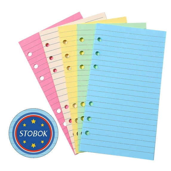 GOOHOCHY STOBOK 50 Pages Colorful 6-Hole Ruled Loose Leaf Planner Refill Paper for Organizers and Binder Notebooks