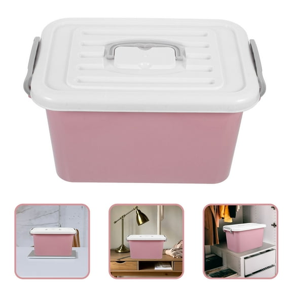 GOOHOCHY Sewing Boxes Plastic Storage Containers with Lids Toy Organizer Stackable for Pink