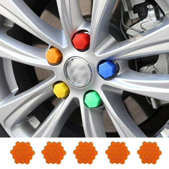 GOOHOCHY Silicone Bolt Covers for Car Wheels Enhance Finish and Protect from Corrosion 20 Pieces Orange 17mm