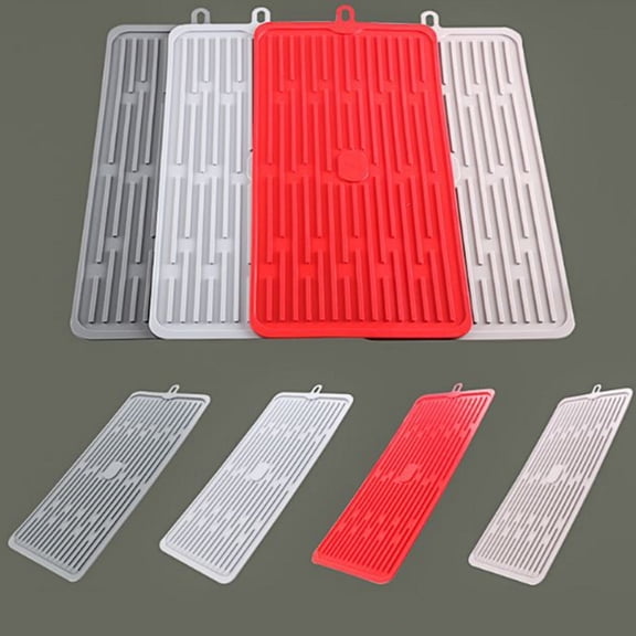 GOOHOCHY Silicone Kitchen Drying Rack and Draining Mat, Absorbent Non- Tableware Holder, Dark Grey Strainer Mat