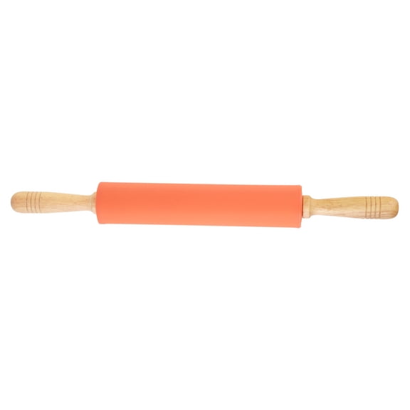GOOHOCHY Silicone Rolling Pin with Wood Handle for Baking Lightweight and Essential Kitchen Tool for Home Use 10.5 inches
