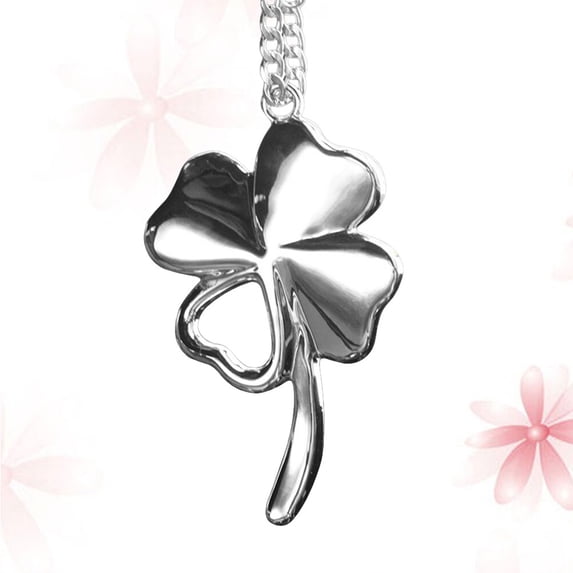 GOOHOCHY Cute Car Ornament Four Leaf Clover Hanging Charm Alloy Silver 1Pack