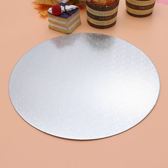 GOOHOCHY Silver Aluminum Foil Cake Boards with Delicate Patterns for Decoration and Display 12 Inches Round
