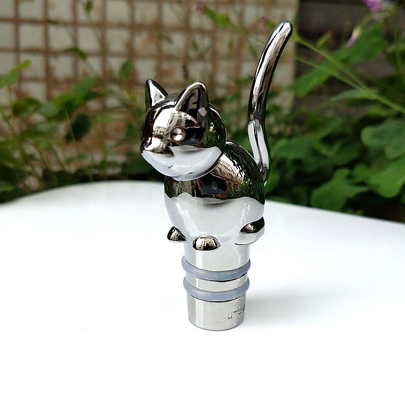 GOOHOCHY Silver CatShaped Wine Bottle Stoppers Made of Zinc Alloy for Sealing Use 2.5 Inches