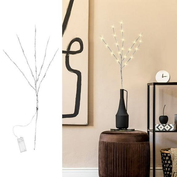 GOOHOCHY Silver LED Branch Lamp for Home Decoration with 20 Lights, Waterproof Plastic, Perfect for Weddings and Parties