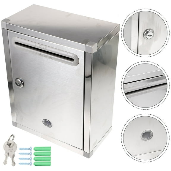 GOOHOCHY Silver Stainless Steel Wall Mount Letter Box Creative Mailbox Outdoor Use Size 1pc