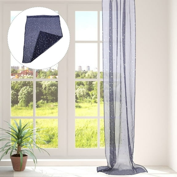 GOOHOCHY  Silver Star Curtains Navy Tulle Voile Sheer Window Gray Decoration Child