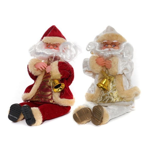 GOOHOCHY Beige Sitting Santa Claus Ornament Christmas Decoration Figure for Holiday Home Decor