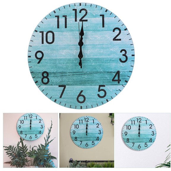 GOOHOCHY Sky-blue Clockwork Sticker for Home Use Modern Style Wall Clock 7.8 Inches