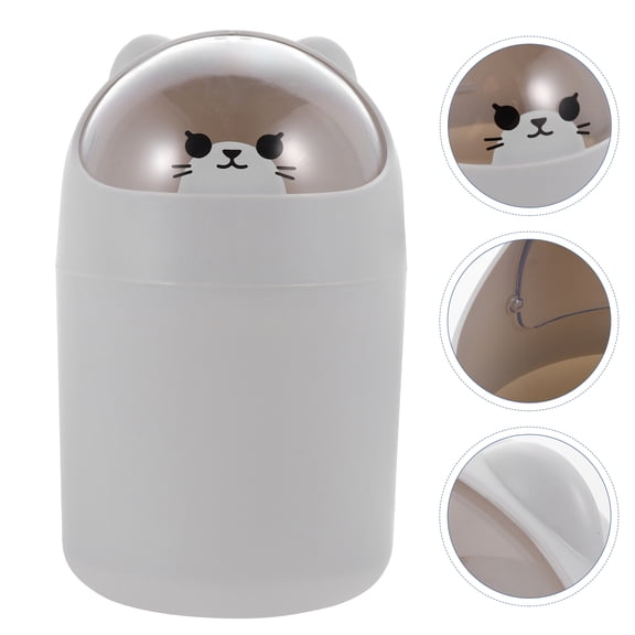 ADDHAT Garbage Can Grey Animal Shape 1Pack 8.1X4.9X4.9in for Home Use Bedroom