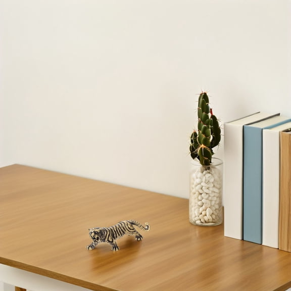 GOOHOCHY Small Brass Tiger Statue With Creative Design Exquisite Hand-Carved Tiger Figurine Miniature Brass Animal Sculpture For Bookshelf Decor
