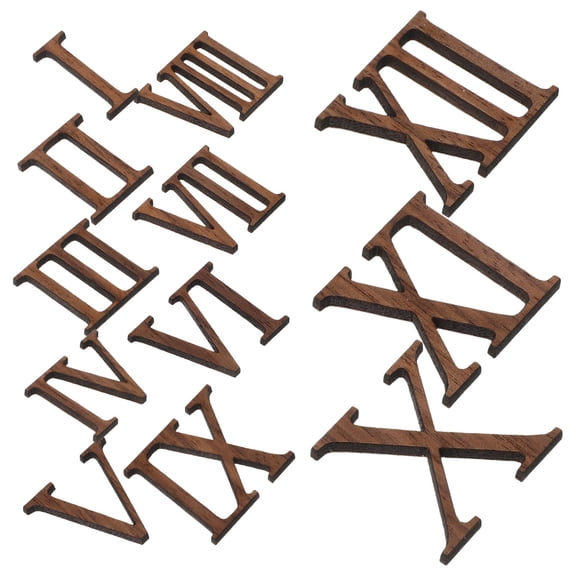 ADDHAT Clock Numerals Supplies Diy Clock Numerals Brown Wood 12 x Clock Numbers 1-12