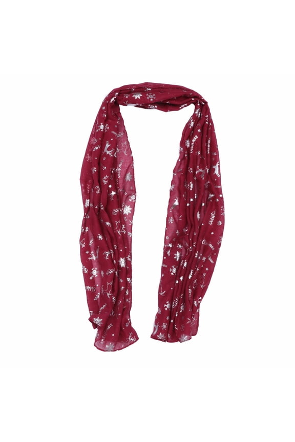 Snowflake Printed Scarf Silk Christmas Neckerchief Woman Miss
