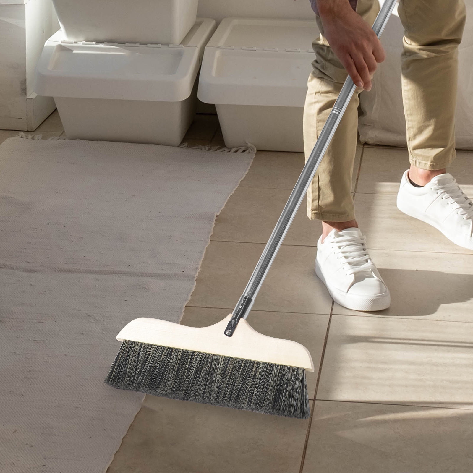 GOOHOCHY Soft Bristle Broom for Hardwood Floors Detachable Long Handle for  Home Use Silver - Walmart.com, image size:1600x1600