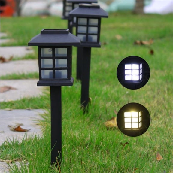 GOOHOCHY Solar Powered Pathway Lights Waterproof ABS Black for Yard Walkway 4 Pcs Warm Light