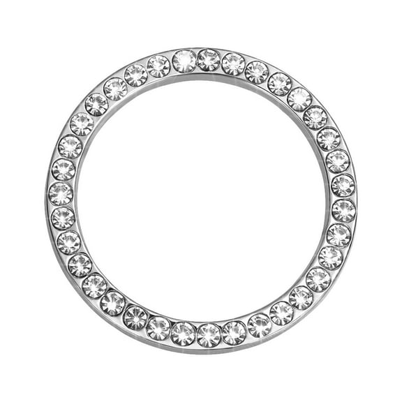 GOOHOCHY Sparkling Crystal Rhinestone Ring for Car Decorations Easy to Apply with Adhesive Backing Silver