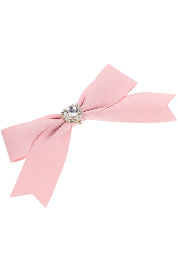 Spring Hair Clips Crystal Leather Bowknot Hair Barrettes Hair for Women and Girls (Pink)