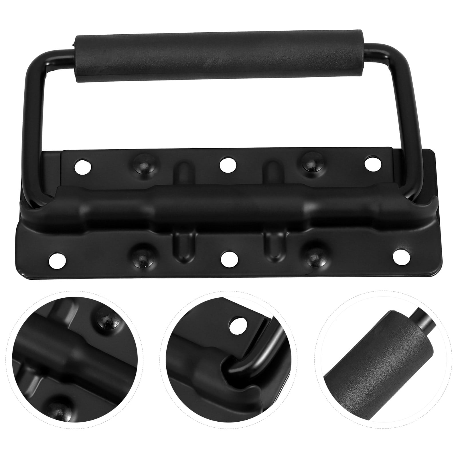2 Pcs Heavy Duty Spring Loaded Chest Handles – 4.88 X 3.15 Inch Black Surface Mount Case Handles With Rubber Grip For Flight Cases, Cabinets & More