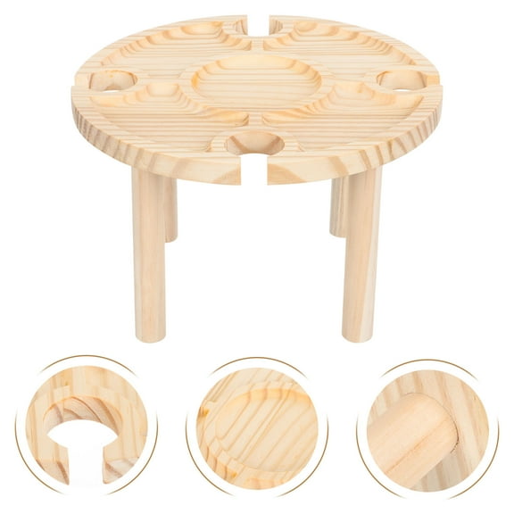 GOOHOCHY  Square Picnic Table Foldable Wooden Dining Red Wine Convenient