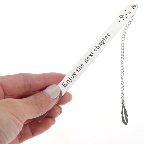 GOOHOCHY Stainless Steel Bookmark with Leaf Pendant for Book Use Silver Color 7 Inch Long
