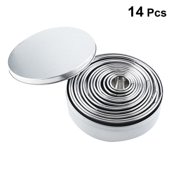 GOOHOCHY Pastry Ring Molds Cake Mold Stainless Steel Silver 1 Set of 14pcs